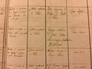 Handwritten 19th-century Italian marriage record from a parish register in Pianiga