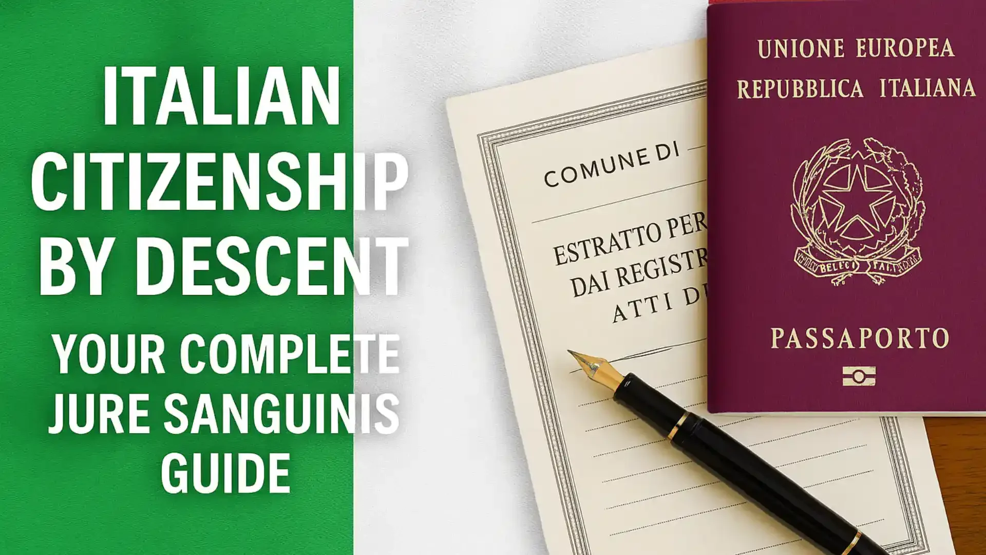 Italian passport and birth certificate representing Italian citizenship by descent (jure sanguinis)v
